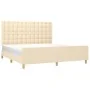 Bed frame with cream fabric headboard 160x200 cm by , Beds and slatted bases - Ref: Foro24-3125394, Price: 239,24 €, Discount: %