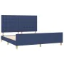 Estructura de cama con cabecero de tela azul 160x200 cm de , Camas y somieres - Ref: Foro24-3125395, Precio: 232,88 €, Descue...