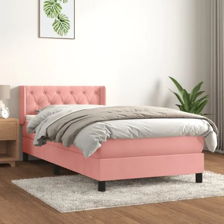 Cama box spring con colchón terciopelo rosa 80x200 cm de , Camas y somieres - Ref: Foro24-3131110, Precio: 288,94 €, Descuent...