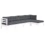 5 Stk. Gartenmöbel mit Kissen aus weißem Zirbenholz von , Gartensets - Ref: Foro24-3096359, Preis: 420,89 €, Rabatt: %