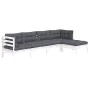 Muebles de jardín 5 pzas con cojines blanco madera de pino de , Conjuntos de jardín - Ref: Foro24-3096359, Precio: 420,89 €, ...