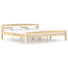 Solid pine wood bed frame 200x200 cm by vidaXL, Beds and slatted bases - Ref: Foro24-322067, Price: 108,37 €, Discount: %