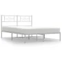 Estructura de cama de metal con cabecero blanca 140x190 cm de , Camas y somieres - Ref: Foro24-355316, Precio: 98,52 €, Descu...