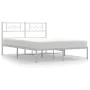 Metal bed frame with white headboard 140x190 cm by , Beds and slatted bases - Ref: Foro24-355316, Price: 98,52 €, Discount: %