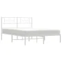 Metal bed frame with white headboard 140x190 cm by , Beds and slatted bases - Ref: Foro24-355316, Price: 98,52 €, Discount: %
