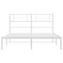 Estructura de cama de metal con cabecero blanca 140x190 cm de , Camas y somieres - Ref: Foro24-355316, Precio: 98,52 €, Descu...