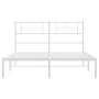 Metal bed frame with white headboard 140x190 cm by , Beds and slatted bases - Ref: Foro24-355316, Price: 98,52 €, Discount: %
