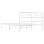 Estructura de cama de metal con cabecero blanca 140x190 cm de , Camas y somieres - Ref: Foro24-355316, Precio: 98,52 €, Descu...