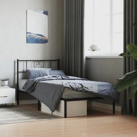 Bettgestell mit schwarzem Metallkopfteil 100x200 cm von , Betten und Lattenroste - Ref: Foro24-355458, Preis: 67,25 €, Rabatt: %