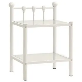 Metal nightstand white & transparent glass 45x34.5x60.5cm by vidaXL, Nightstands - Ref: Foro24-325074, Price: 48,04 €, Discou...
