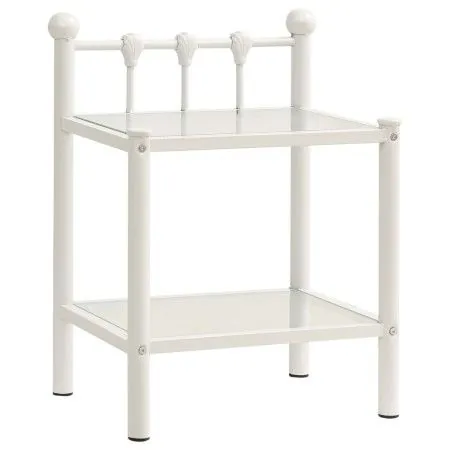 Metal nightstand white & transparent glass 45x34.5x60.5cm by vidaXL, Nightstands - Ref: Foro24-325074, Price: 48,04 €, Discou...