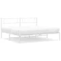 Estructura de cama de metal con cabecero blanco 193x203 cm de , Camas y somieres - Ref: Foro24-372332, Precio: 98,24 €, Descu...