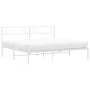 Estructura de cama de metal con cabecero blanco 193x203 cm de , Camas y somieres - Ref: Foro24-372332, Precio: 98,24 €, Descu...