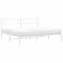 Metal bed frame with white headboard 193x203 cm by , Beds and slatted bases - Ref: Foro24-372332, Price: 98,24 €, Discount: %