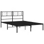 Bed frame with black metal headboard 140x200 cm by , Beds and slatted bases - Ref: Foro24-372180, Price: 94,32 €, Discount: %