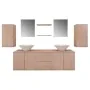Conjunto de muebles de baño y lavabo 9 piezas beige de vidaXL, Muebles de baño - Ref: Foro24-272230, Precio: 363,19 €, Descue...