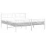 Metal bed frame with headboard and footboard white 183x213 cm by , Beds and slatted bases - Ref: Foro24-372251, Price: 115,74...