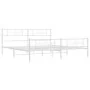 Metal bed frame with headboard and footboard white 193x203 cm by , Beds and slatted bases - Ref: Foro24-355340, Price: 125,60...