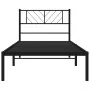 Estructura de cama con cabecero metal negro 90x200 cm de , Camas y somieres - Ref: Foro24-372172, Precio: 64,03 €, Descuento: %