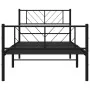 Bed frame with headboard and black metal footboard 75x190 cm by , Beds and slatted bases - Ref: Foro24-372187, Price: 65,33 €...