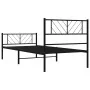 Bed frame with headboard and black metal footboard 75x190 cm by , Beds and slatted bases - Ref: Foro24-372187, Price: 65,33 €...