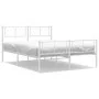 Metal bed frame with headboard and white footboard 150x200 cm by , Beds and slatted bases - Ref: Foro24-372248, Price: 111,66...