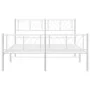 Metal bed frame with headboard and white footboard 150x200 cm by , Beds and slatted bases - Ref: Foro24-372248, Price: 111,66...