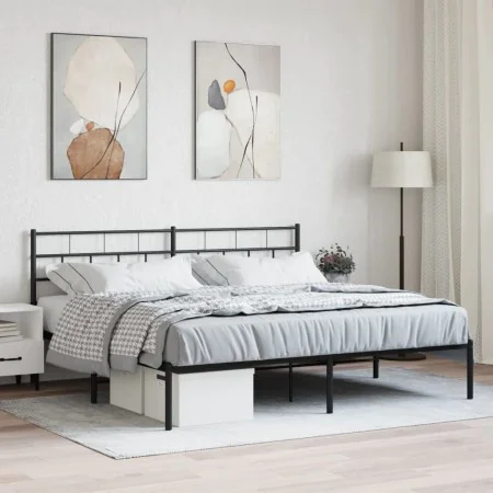 Bed frame with black metal headboard 183x213 cm by , Beds and slatted bases - Ref: Foro24-355664, Price: 98,36 €, Discount: %