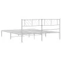 Bettgestell aus Metall mit weißem Kopfteil 193x203 cm von , Betten und Lattenroste - Ref: Foro24-372234, Preis: 98,84 €, Raba...