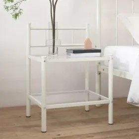 Transparent white glass metal bedside table 45x34.5x60.5cm by vidaXL, Nightstands - Ref: Foro24-325090, Price: 31,06 €, Disco...