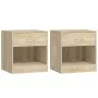 Nightstands 2 units with one drawer and oak shelf by vidaXL, Nightstands - Ref: Foro24-242546, Price: 53,76 €, Discount: %