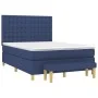 Box spring bed with blue fabric mattress 140x200 cm by , Beds and slatted bases - Ref: Foro24-3137483, Price: 530,65 €, Disco...