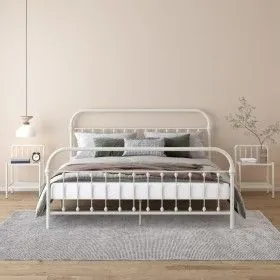 Nachttische 2 Einheiten Metall Glas weiß und transparent von vidaXL, Nachttische - Ref: Foro24-325102, Preis: 52,95 €, Rabatt: %
