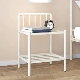 Metal white transparent glass bedside table 45x34.5x62.5cm by vidaXL, Nightstands - Ref: Foro24-325098, Price: 37,74 €, Disco...