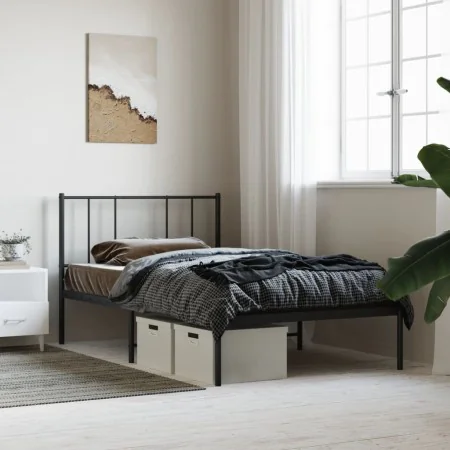 Bettgestell mit schwarzem Metallkopfteil 80x200 cm von , Betten und Lattenroste - Ref: Foro24-352471, Preis: 60,48 €, Rabatt: %