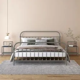 Nachttische 2 Einheiten aus Metall und grauem und schwarzem Glas von vidaXL, Nachttische - Ref: Foro24-325101, Preis: 45,11 €...