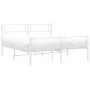 Metal bed frame with headboard and white footboard 140x200 cm by , Beds and slatted bases - Ref: Foro24-372345, Price: 101,63...