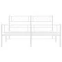 Metal bed frame with headboard and white footboard 140x200 cm by , Beds and slatted bases - Ref: Foro24-372345, Price: 101,63...