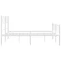 Metal bed frame with headboard and white footboard 140x200 cm by , Beds and slatted bases - Ref: Foro24-372345, Price: 101,63...