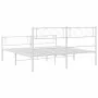 Metal bed frame with headboard and white footboard 140x200 cm by , Beds and slatted bases - Ref: Foro24-372345, Price: 101,63...