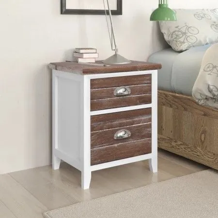 Nightstands with 2 drawers 2 units brown and white by vidaXL, Nightstands - Ref: Foro24-242042, Price: 67,70 €, Discount: %