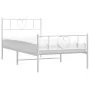 White metal bed frame with headboard and footboard 100x190 cm by , Beds and slatted bases - Ref: Foro24-355524, Price: 66,74 ...