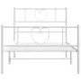 White metal bed frame with headboard and footboard 100x190 cm by , Beds and slatted bases - Ref: Foro24-355524, Price: 66,74 ...