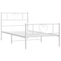 White metal bed frame with headboard and footboard 100x190 cm by , Beds and slatted bases - Ref: Foro24-355524, Price: 66,74 ...