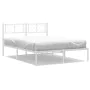 Metal bed frame with white headboard 150x200 cm by , Beds and slatted bases - Ref: Foro24-372230, Price: 99,01 €, Discount: %