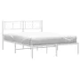 Metal bed frame with white headboard 150x200 cm by , Beds and slatted bases - Ref: Foro24-372230, Price: 99,01 €, Discount: %