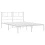 Metal bed frame with white headboard 150x200 cm by , Beds and slatted bases - Ref: Foro24-372230, Price: 99,01 €, Discount: %