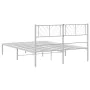 Metal bed frame with white headboard 150x200 cm by , Beds and slatted bases - Ref: Foro24-372230, Price: 99,01 €, Discount: %