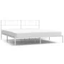 Metal bed frame with white headboard 193x203 cm by , Beds and slatted bases - Ref: Foro24-355518, Price: 106,06 €, Discount: %