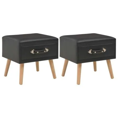 Mesitas de noche 2 unidades 40x35x40 cm cuero sintético negro de vidaXL, Mesitas de noche - Ref: Foro24-276381, Precio: 100,6...